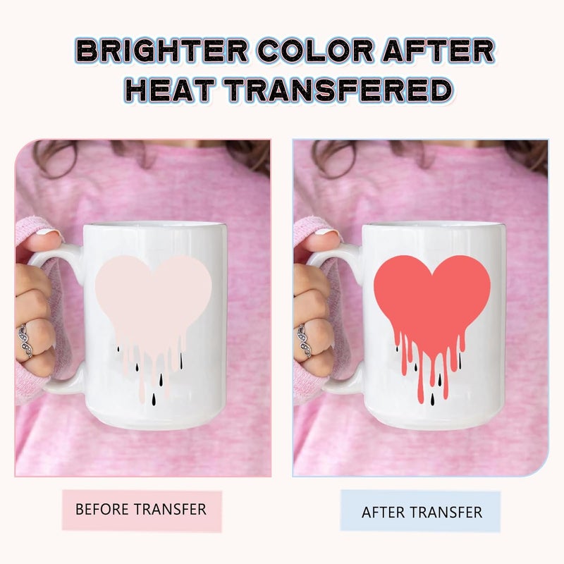 HTVSTD Pink Sublimation Ink Transfer Sheets 8 Sheets 12'' x 10''Neon Pink Sublimation Paper Transfer Sheets for Mugs Tumblers DIY Transfer Paper - Image 2